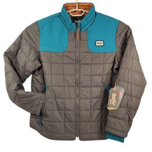 Howler Bros Merlin Jacket Mens Med Quilted Puffer Primaloft Insulated Gray Teal